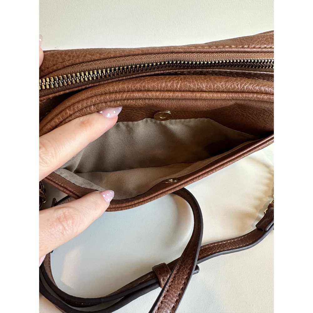 Gussaci Brown Pebbled Faux Leather Crossbody Camera Bag with Tassel Accent - Picture 7 of 10